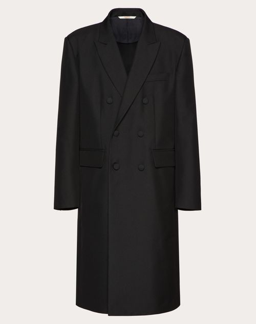 Valentino - Technical Nylon Double-breasted Coat - Black - Man - Man Ready To Wear Sale