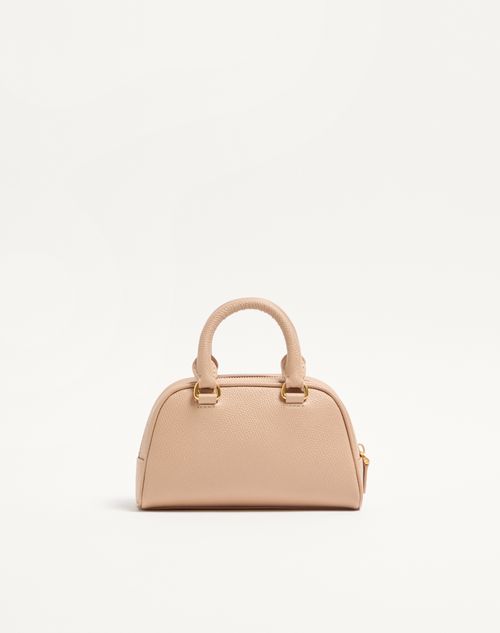 Valentino Garavani - Mini Vlogo Signature Bowling Bag In Grainy Calfskin - Rose Sand - Woman - Top Handle Bags