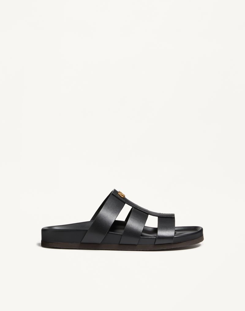 Claquettes Studshield en cuir de veau noir — Valentino