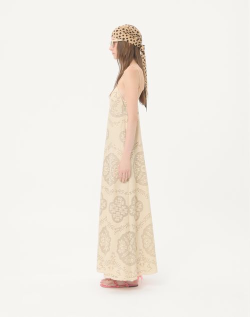 Valentino - Midi Dress In Floral Stamp Blanket - Ecru/silver - Woman - Dresses