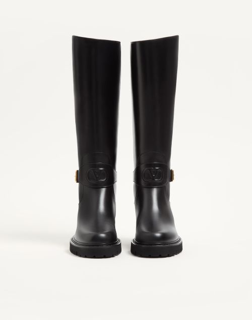 Valentino Garavani - Vlogo Signature Calfskin Boot 40mm - Black - Woman - Boots And Ankle Boots