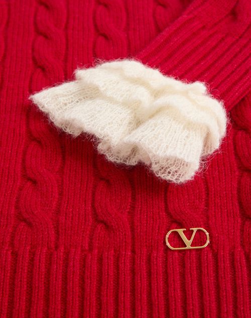 Valentino - Cashmere Sweater - Red/ivory - Woman - Knitwear