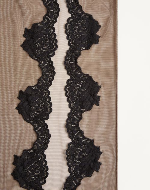 Valentino - Long Skirt In Sheer Tulle - Olive Green/black - Woman - Lingerie