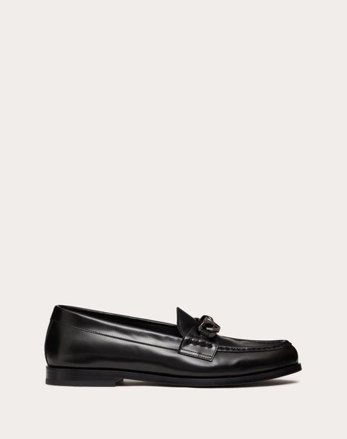 Valentino Garavani - 브이로고 체인 송아지 가죽 로퍼 - 블랙 - 남성 - Fashion Formal - M Shoes