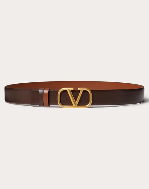 Vlogo Signature Reversible Calfskin Belt 30 Mm for Man in Fondant