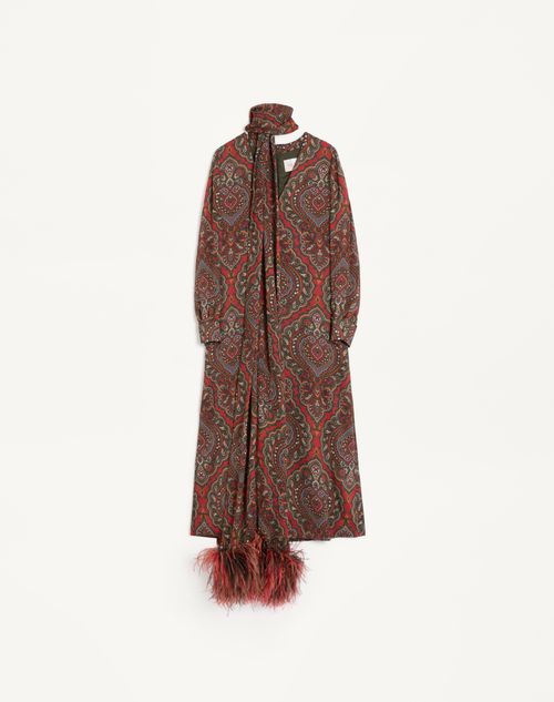 Valentino - Georgette Midi Dress With Voyage Imaginaire Cashmere Print With Feathers - Paris/multicolor - Woman - Dresses