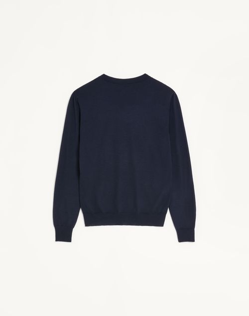 Valentino - Valentino Wool Jumper With Vlogo Patch - Navy - Man - Knitwear
