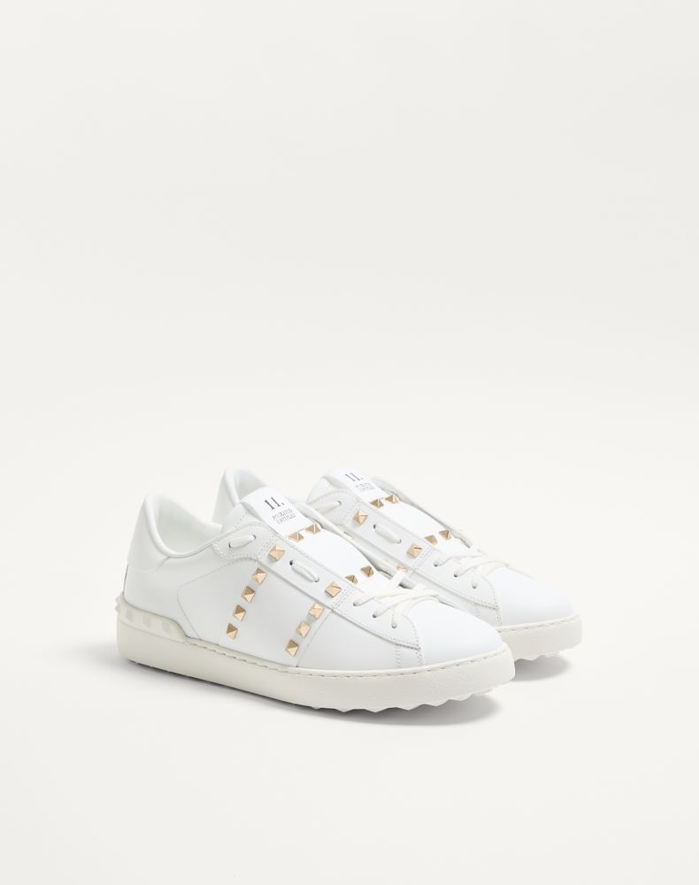 Valentino Garavani Calfskin Rockstud Untitled Sneaker Man White 45.5