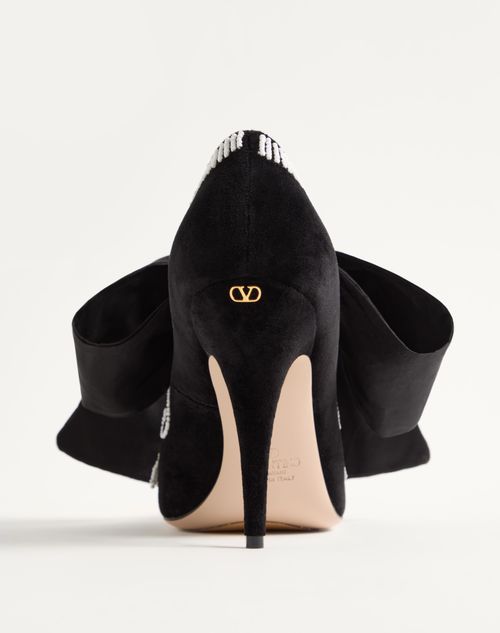 Valentino Garavani - Rockocò Velvet Ankle Boot With Beaded Embroidery 105mm - Black - Woman - Pumps
