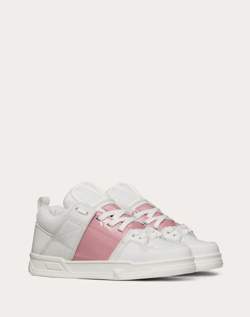 Valentino Garavani - Open Skate Sneakers In Calfskin With Patent Leather Band - White/coral - Woman - Open Skate Sneaker - Shoes