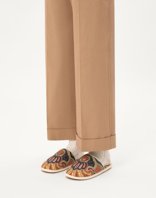 Valentino Garavani - Ta Chambre Slide In Voyage Imaginaire Denim Fabric - Multicolor/ivory - Man - Sandals