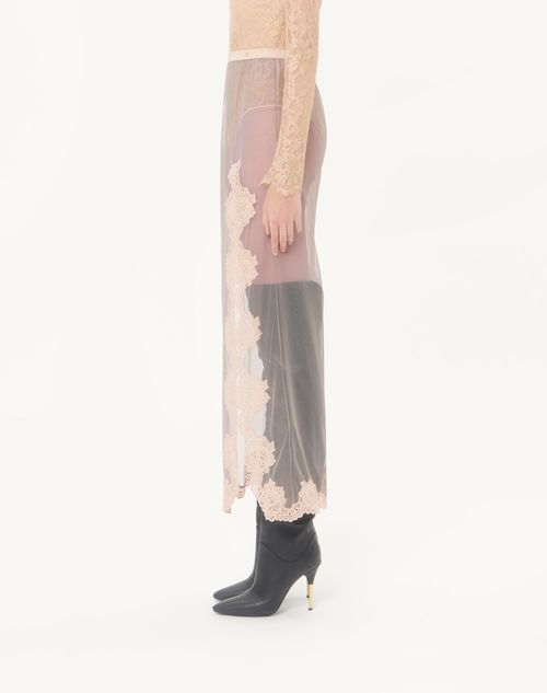 Valentino - Long Skirt In Sheer Tulle - Grey/peach - Woman - Lingerie