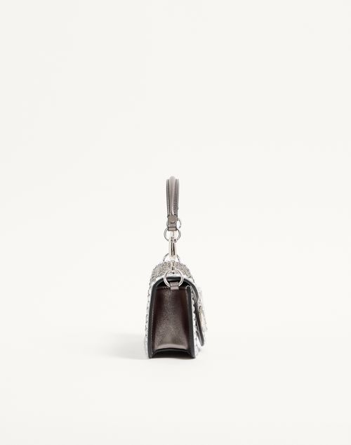 Valentino Garavani - Valentino Garavani Locò Small Shoulder Bag With Rhinestone Appliqué - Crystal - Woman - Shoulder Bags
