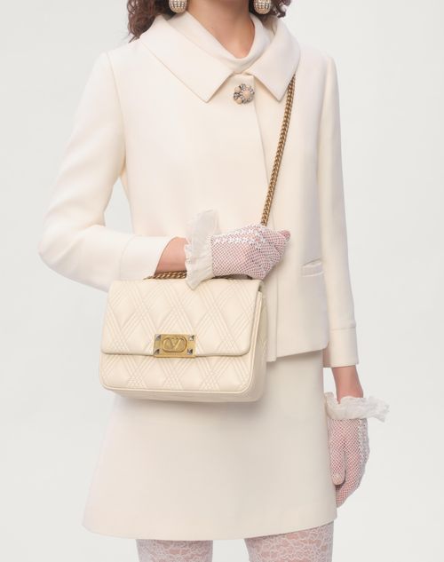 Valentino Garavani - Valentino Garavani Quiltie 67 Medium Shoulder Bag In Quilted Nappa Leather - Ivory - Woman - Shoulder Bags