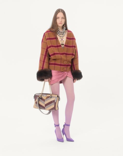 Valentino Garavani - Sac Moyen Porté Épaule Valentino Garavani Panthea En Cuir Nappa À Motif Chevrons - Multicolor - Femme - Sacs Porté Épaule