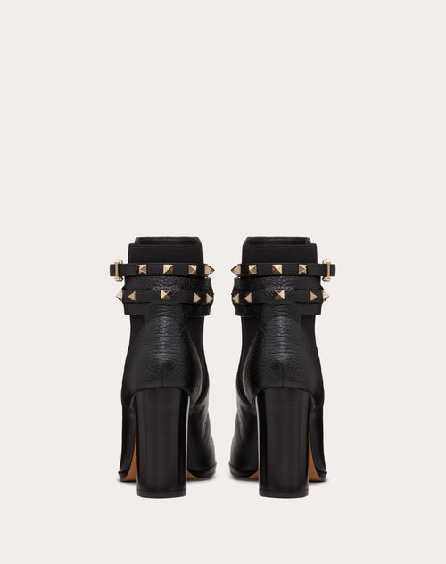 Rockstud Grainy Calfskin Ankle Boot 90 Mm for Woman in Black | Valentino US
