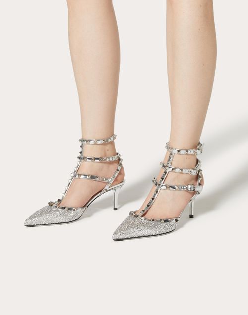 Rockstud Pump With Crystals And Micro Studs 65mm for Woman in Crystal/pearl  Gray/silver | Valentino US