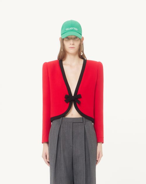 Valentino - Valentino Wool Crepe Jacket - Carmine Red/black - Woman - Jackets And Blazers