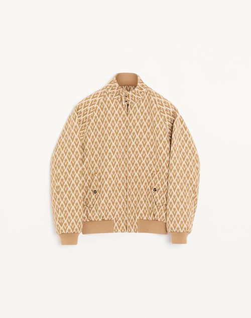 Valentino - Valentino Wool Bomber Jacket With All-over Toute La V Motif - Beige/cream - Man - Outerwear