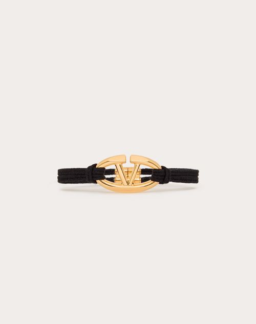 Valentino Garavani - The Bold Edition Vlogo Rope And Metal Bracelet - Black - Woman - Jewellery