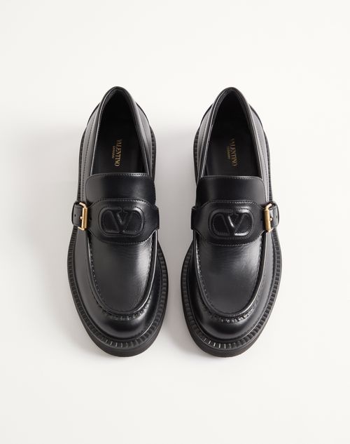 Valentino Garavani - Mocassino Vlogo Embossed In Vitello 40mm - Nero - Donna - Mocassini