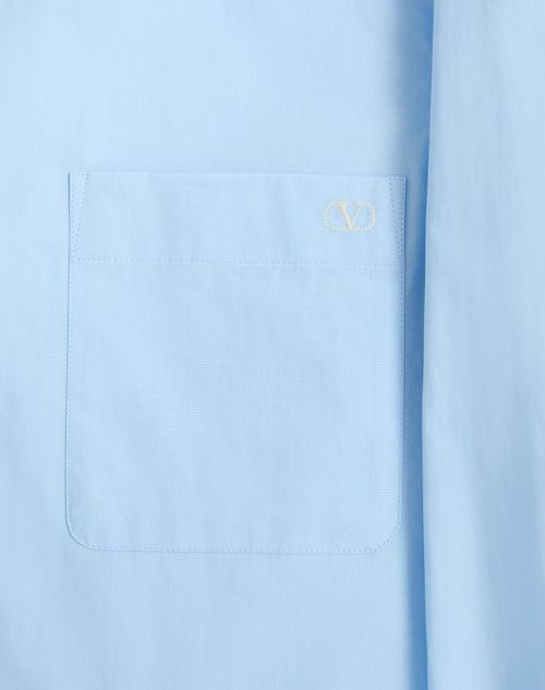 Valentino - Cotton Poplin Shirt - Sky Blue - Man - Man Ready To Wear Sale