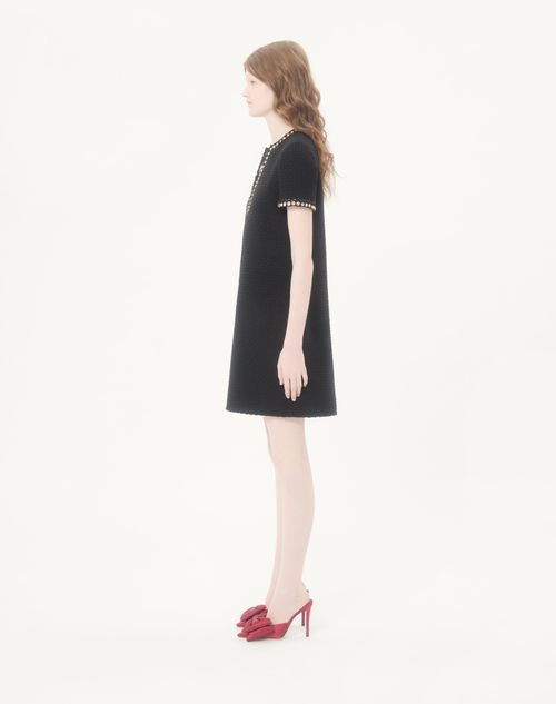 Valentino - Embroidered Canestrello Tweed Short Dress - Black/silver - Woman - Dresses