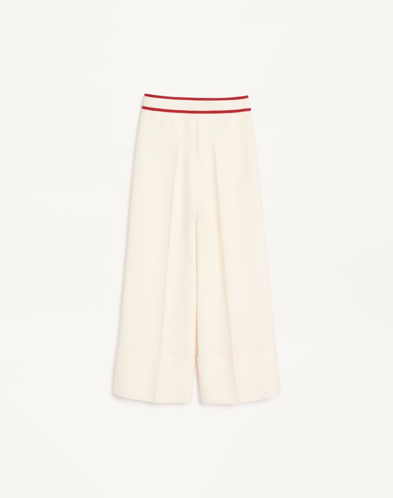 Valentino Crepe Couture Trousers Woman Ivory/Red 36