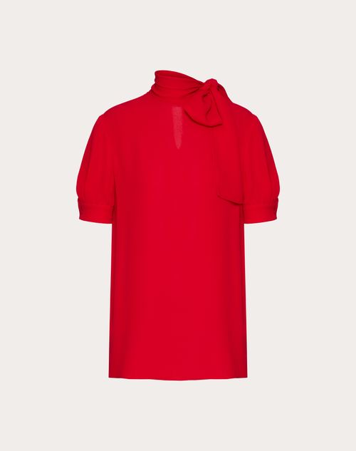 Valentino - Georgette Top - Red - Woman - Shirts & Tops