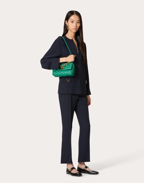 Valentino Garavani - Valentino Garavani Rockstud Spike In Nappa Patchwork - Peacock - Woman - Shoulder Bags