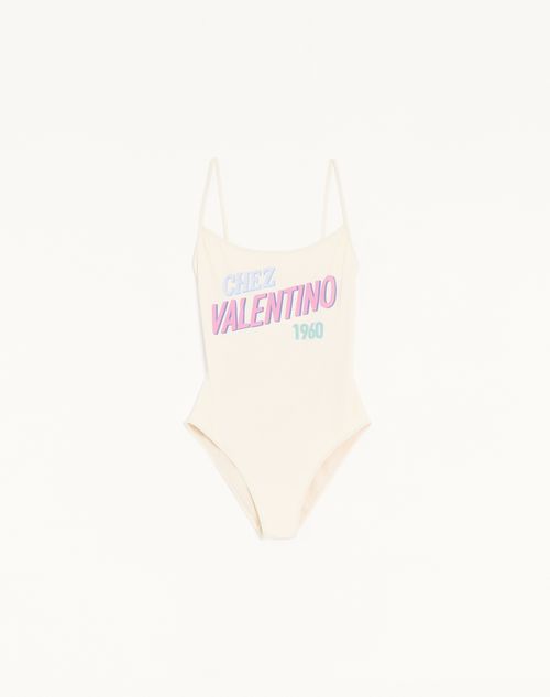 Valentino - One-piece Swimsuit With Chez Valentino 1960 Print - Ivory/multicolor - Woman - Beachwear