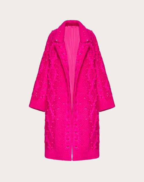 Valentino - Manteau Brodé En Mohair - Pink Pp - Femme - Vestes Et Manteaux
