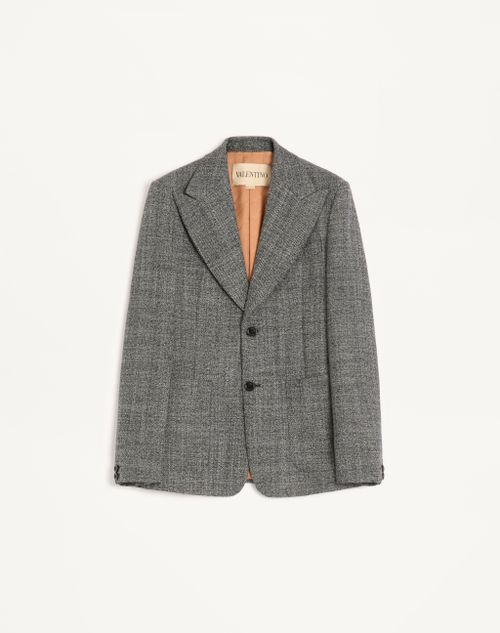 Valentino - Valentino Single-breasted Mouliné Wool Jacket - White/ Black - Man - Coats And Blazers