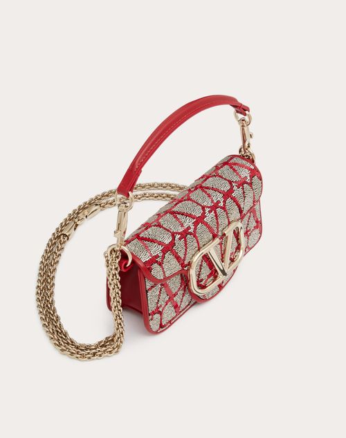 Valentino Garavani - Small Locò Shoulder Bag With Toile Iconographe Embroidery - Red/silver - Woman - Woman View All