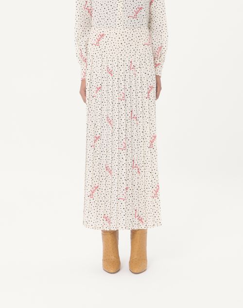 Valentino - Plusdepois Bubble Print Crepe De Chine Skirt - Vanilla/multicolor - Woman - Skirts