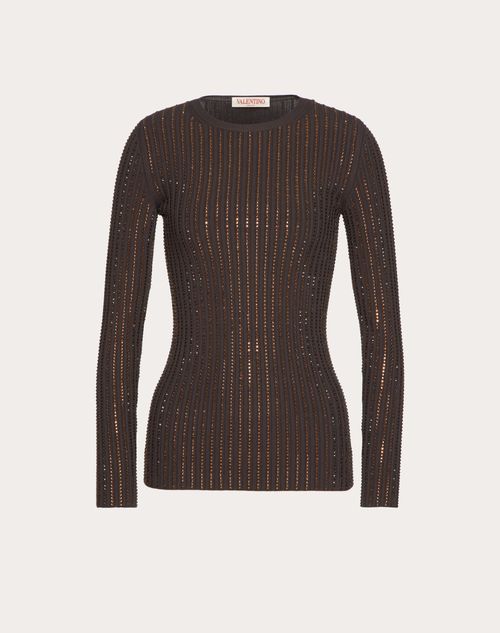 Valentino - Embroidered Stretch Viscose Sweater - Ebony - Woman - Knitwear