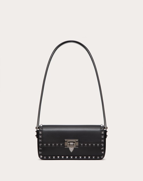 Rockstud23 E/w Smooth Calfskin Shoulder Bag for Woman in Black | Valentino  SA