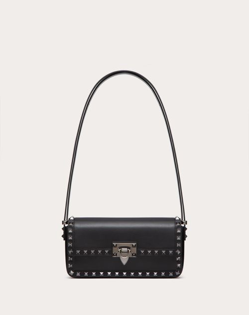 Valentino Garavani - Rockstud23 E/w Smooth Calfskin Shoulder Bag - Black - Woman - Woman Bags & Accessories Sale