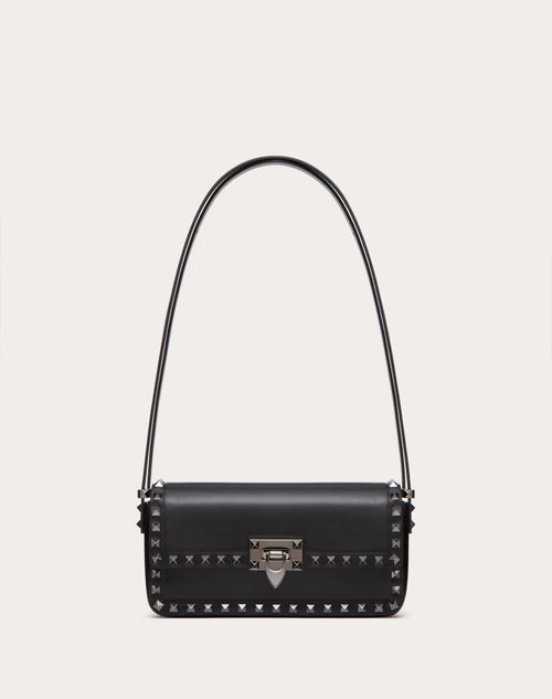 Valentino Garavani - Rockstud23 E/w Smooth Calfskin Shoulder Bag - Black - Woman - Valentino Garavani Rockstud