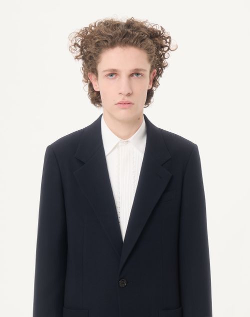 Valentino - Valentino Cotton Poplin Shirt With Pleated Plastron And Lace Details - White - Man - Shirts