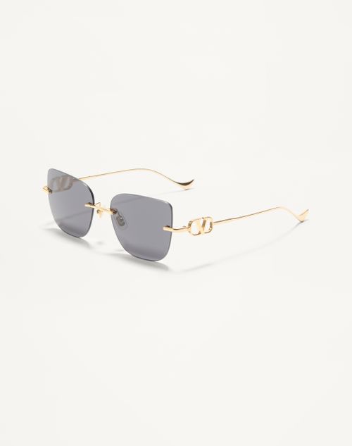 Valentino - Geometric Metal Eyewear - Gold/grey - Woman - Akony Eyewear - Accessories