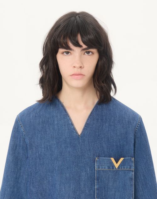 Valentino - Denim Chambray Shirt - Blue - Woman - Denim