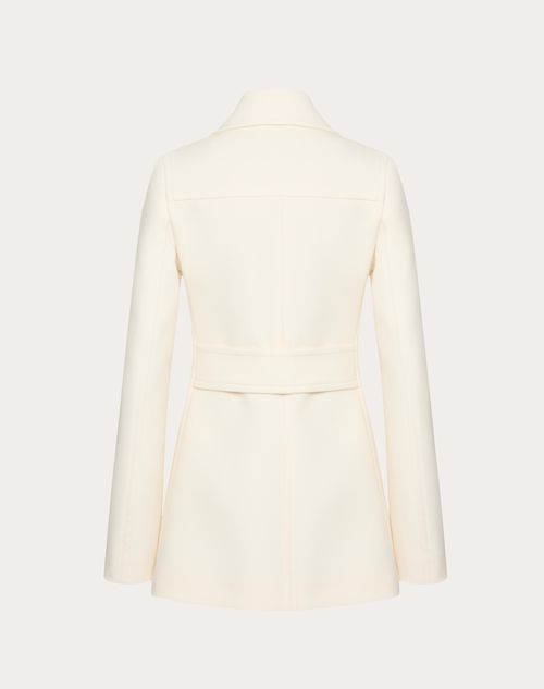 Valentino - Texture Double Crepe Coat - Ivory - Woman - Coats And Outerwear