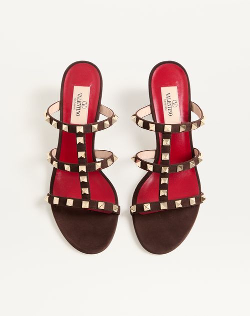 Valentino Garavani - Rockstud Slide Sandal In Suede 60mm - Ebony - Woman - Sandals