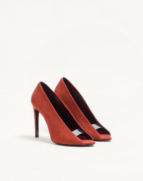 Valentino Garavani - Open Toe Révélé Suede Pumps 105mm - Rust - Woman - Pumps