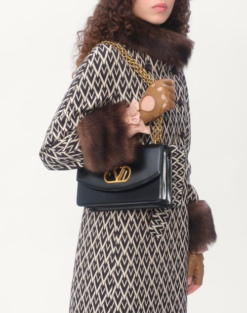Toute La V Jacquard Coat for Woman in Black/cream | Valentino US