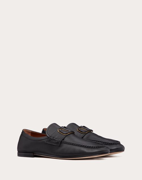 Valentino Garavani - Vlogo Signature Calfskin Nappa Loafer - Black - Man - Fashion Formal - M Shoes