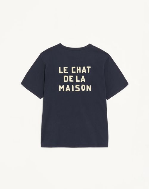 Valentino - T-shirt Valentino En Coton À Imprimé Le Chat De La Maison - Bleu Marine - Homme - T-shirts Et Sweat-shirts