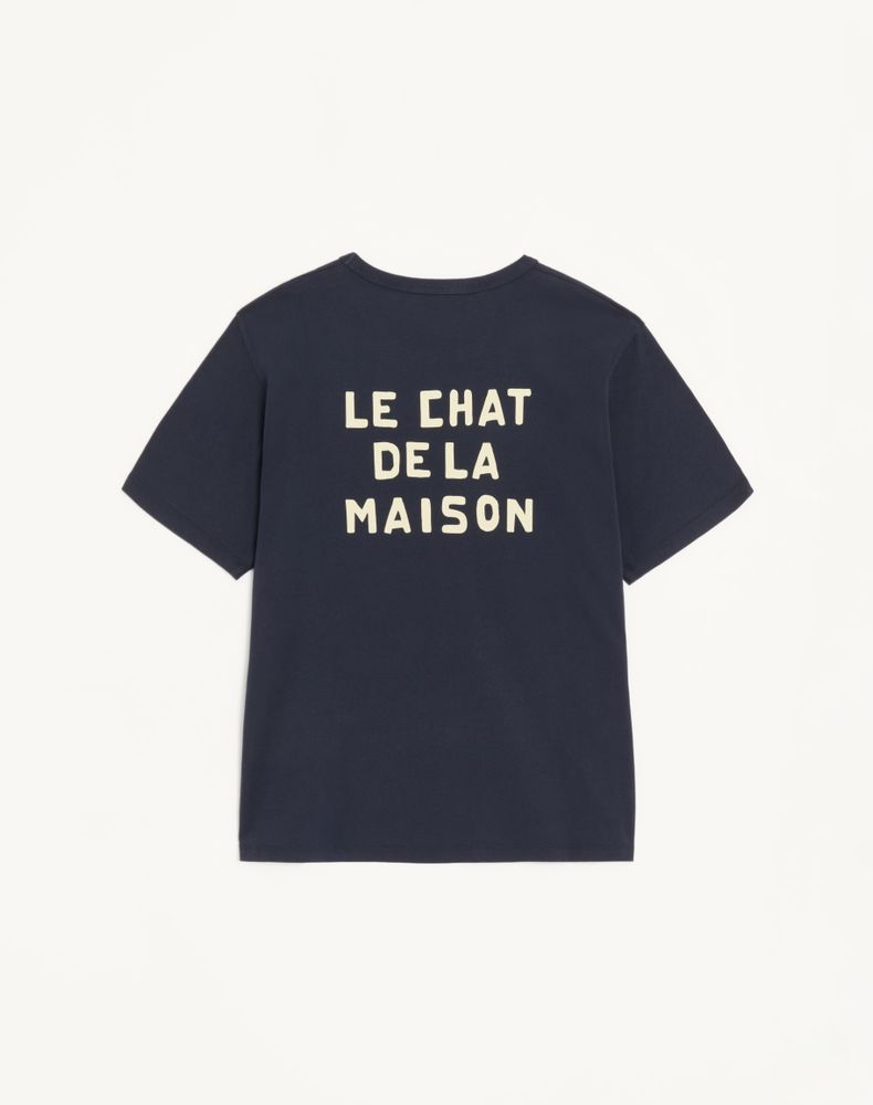 Valentino Cotton T-Shirt With Le Chat De La Maison Print Man Navy S