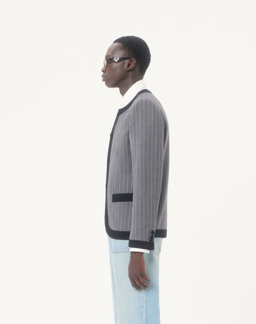 Valentino - Valentino Pinstripe Wool Jacket - Grey - Man - Coats And Blazers